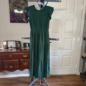 Blu Pepper Forest Green Midi Dress